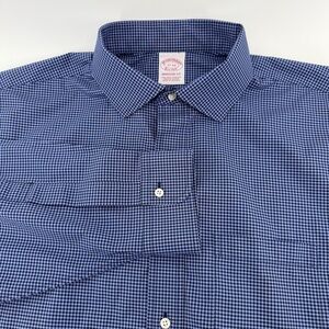 Brooks Brothers Madison Fit Non-Iron Gingham Dress Shirt Blue/White 17-33